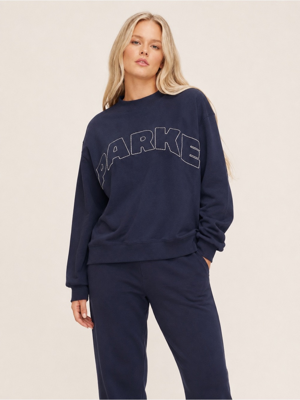 NWT PARKE X Target Collection Oversized Minimalist Navy Sweatshirt Pullover S/M